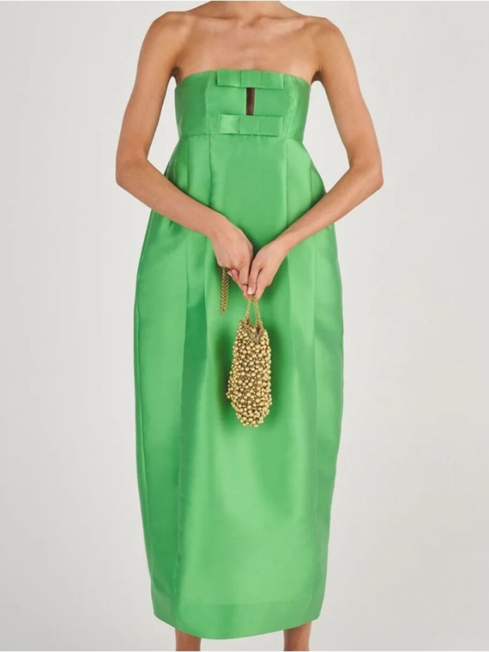 Oroton Emerald Green Bow Embellished Strapless Structured Gown NWOT